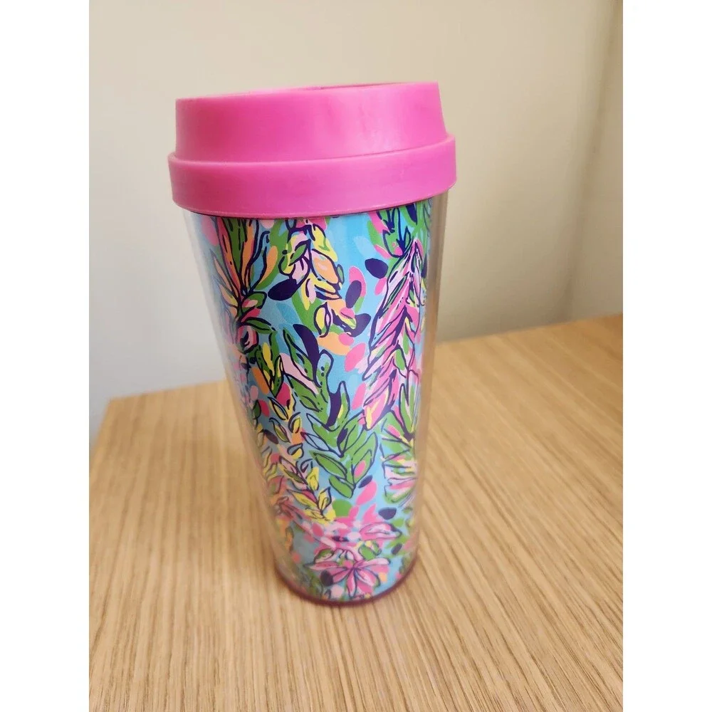Lilly Pulitzer Tropical Floral Print Travel Tumbler 16oz